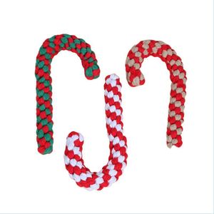 Dog Toys Chews Christmas Cane Cotton Ropes Knot Pet Dog Chew Toys Puppy Interactive Molar Bite Training Crutch Pets Drop Delivery 20 Dhkte