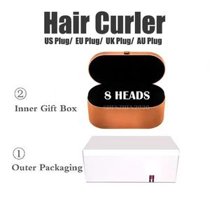 Envoltório de ondulação de cabelo multifuncional, 8 cabeças, dispositivo de estilo de cabelo, secador, caixa de presente de ferro automático para áspero e normal