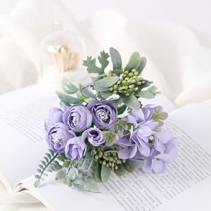 Piękny 20 kolorów kwiatowy bukiet ślubny z wstążką ręcznie robioną sztuczną uchwyt ślubny