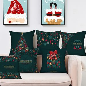 Christmas Red Green Pillow Cover Xmas Tree Elk Printing Pillowcase Peach Skin Pillow Cushion Covers Home Sofa Decoration TH0314