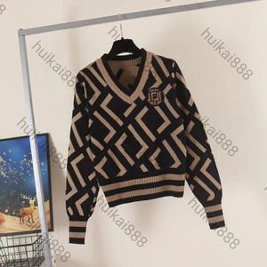 Designer women's sweaters fashion knit coats letter V-neck long sleeve coat woman loose retro jumper knit cardigan