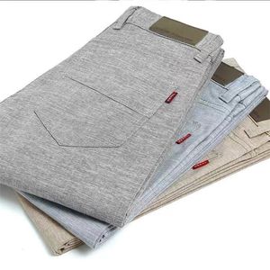 Cal￧a masculina de ver￣o moda corea slim fit linen algod￣o fino comercial cal￧a de neg￳cios masculino roupas casuais 220914