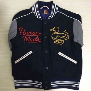 Herrjackor Human Made Duck Heart broderad basebolljacka Woolen Jacket Herrkvinnor Human Made Jacket T220914