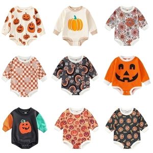 Rompers Halloween Autumn Born Infant Baby Boys Girls Rompers 024m Cartoon Print Print Long Sleeve Romper Compsuits Costume 220913