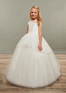 Girl Dresses Hi-Low Lace Overlay Flower Dress Tulle Wedding Party Little Bridesmaid Graduation Dinner Performance School