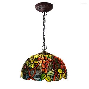 Pendant Lamps Japanese Rural Plant Stained Glass Coffee Bar Restaurant Kitchen Led Hanging Lamp Dining Table Light Long Chain Cord