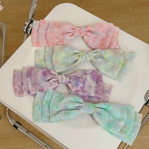 Polka Dot Floral Print Hair Clips Girls Tie Dye Bow Hairpin Pastoral Retro Style Barrettes Big Bowknot Headwear Hair Accessories