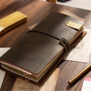 Anteckningar Traveler's Notebook Traveler Leather Diary Handmade Note Book Journal Cowhide School Vintage Stationary A5 A6 A7 Mini 220914