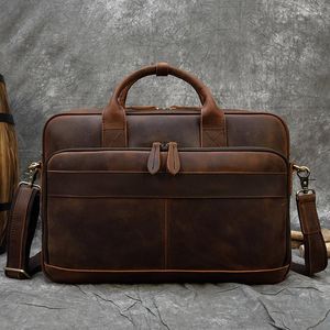Teczka skórzana w skórce męskiej torebka retro torebka wysokiej jakości ramię w torbie komunikatorze komputer dojeżdżający