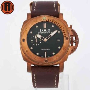 Hochwertige Uhr, Designer-Luxusuhren für Herren, mechanische Armbanduhr, leuchtendes Uhrwerk, 47 mm, Bronze, Pam S6pq