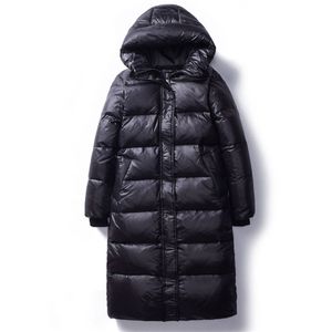 Womens Down Cotton Jackets Clothes Long Parkas Slim Hooded Warm Winter Coats Female Black Overcoats V1162 220914