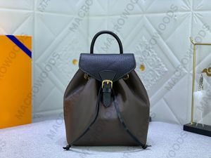MONTSOURIS BB designer mini backpack canvas handbag for women drawstring closure girl mini schoolbag Leather handle strap Gold color hardware Satchels lady purse