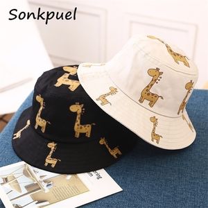 Caps Hats Summer Boys Girls UV Sunhat Kids Cotton Giraffe Beach Hat Children Outdoor Casual Panama Child Accessories 220914