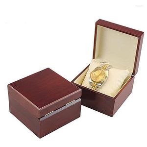 Scatole per orologi Scatola di lusso Confezione di gioielli in legno Flip dipinto Semplice conservazione di regali a cella singola