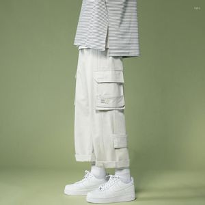 Herrbyxor bred benlast för män mode trender designer kläder tonåriga högkvalitativa bomullsbyxor japanska hajuku streetwear