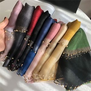 Scarves Summer Silk Scarf For Women Long Size Pashmina Lady Shawl Female Wrap Bandana Foulard Hijabs Solid Soft Beach Stoles 220913