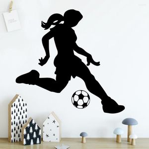 Wandaufkleber-Design, SoccerGirl-Aufkleber, PVC, abnehmbar, für Kinderzimmer, Wandbild, Poster