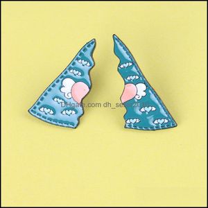 Pins Brooches Enamel Armed Lapel Brooches Pin For Couples Cartoon Blue Peak Stitching Pink Love Badge Valentines Day Gifts Lovers Je Dhhap