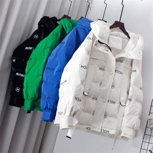 Kvinnor Down Parkas Fashion Women Thick Short White Duck Down Jacka med huva Kvinna Löst blixtlås Lokaler Tryckt kappa vindtät vattentät utkläder 220914