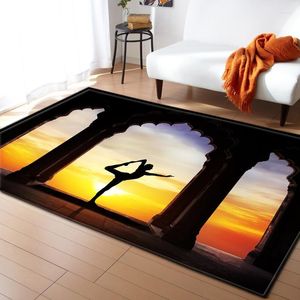 Carpets Exotic Yoga Female Carpet Fashion Home Bedroom Decoration Modern Restaurant Room Non-slip Living Rug Area 3D Mat Printed