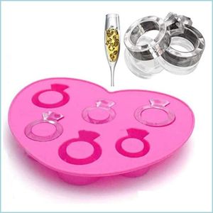 Ice Cream Tools Creative Diamond Ring Shape Ice Cube Maker Diy Tray Chocolate Mold Home Bar Party Cool Whiskey Wine Cream Tool Drop D Dhsdm