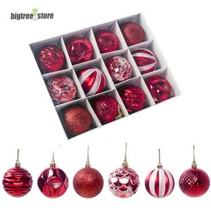 Varma julprydnader Xmas Tree Decorations 6cm bollar för Holiday Wedding Party Decoration Tree Ornaments Hooks Set av 12 st