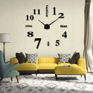 Wall Clocks Acrylic Large Clock Sticker Silent DIY Self Adhesive Big 3D Number Modern Design For Living Room Decorate