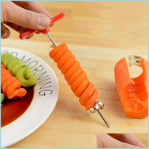 Fruit Vegetable Tools Manual Rolling Spiral Slicer Vegetable Twist Knife Screwer Potato Of Portable Kitchen Tool Spiralizer Drop Del Dhi3H