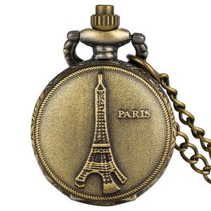 Brązowy zegarek małego rozmiaru Cover Paris Tower Coloy unisex kwarcowe zegarki kieszonkowe