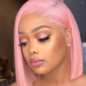 Bob Lace Front Wigs Short Colorful Pink/Blue/Purple/Ginger Human Hair For Black Girls With Baby Hairs