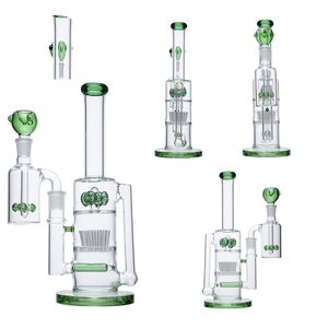 Sprinkler-Inline-Perc-Wasserpfeifen, Pilz-Kreuz-Perkolator-Bongs mit Aschefänger, 5 mm dicke Pyrex-Glas-Wasserpfeifen, 18 mm Gelenkschüssel, trockenes Kräuteröl, Dab-Rigs, grün, weiß