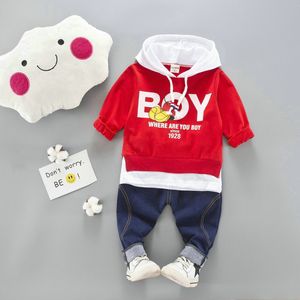 Bahar Sonbahar Toddler Pamuk Giysileri Setleri Bebek Kız Boy Sport Hooded T-Shirt Sweatshirt Pantolon 2 PCS Çocuklar Çocuk Günlük 38