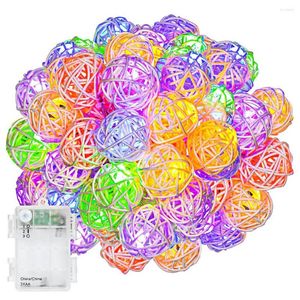 Strings 5m 40 LEDs Globe Rattan Ball Fairy String Light Battery Powered For Home Wedding Holiday Christmas Party Decoration