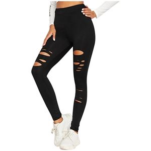 Women's Leggings Style Ripped Pencil Pants Women Trousers Stretch Sexy Leggings Fashion Ankle Length High Waist Leggins Hole 220914