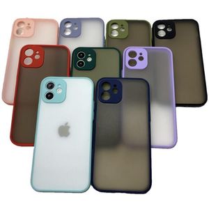 Matt telefonfodral hybrid PC TPU Frosted Camera Protection stockproof Armor Cover för iPhone 14 13 12 Mini 11 Pro Max X Xs XR 7 8 Plus Samsung Huawei