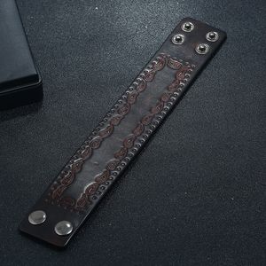 Emboss vinge blommor läder armband manschettknapp justerbar armband armband för män kvinnor mode smycken