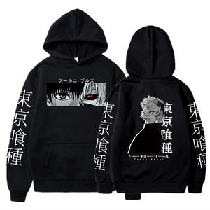 Herrtröjor tröjor Tokyo Ghoul anime hoodie tröjor Ken Kaneki grafiska tryckta toppar avslappnade hiphop streetwear 220914