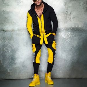 Men's Tracksuits Men's Hip Hop Sports Zipper Hoodie and Pants Set Spring Autumn Tracksuit Fashion Sportswear Sweatshirts Set Punk Rock Streetwear 220914