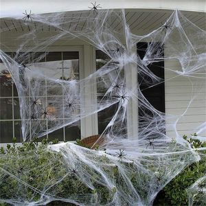 Outros eventos suprimentos de festa de halloween decorações artificiais web super estriado teias de aranha com aranhas falsas decoração de festa de festa de terror adereços de terror 220914