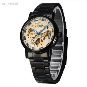 Wristwatches SEWOR Luxury Brand Men Watches Fashion Steampunk Black Skeleton Automatic Mechanical Watch Classic Man Watch relogio masculino L220914