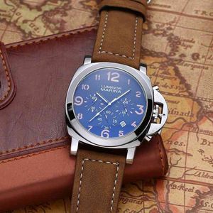 Designer Watch Luxury Mens Fashion Leather Strap Date Multi-Function Casual Marinapaner 4NW8