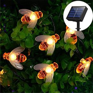 Strings Bee String Lights 50 LEDs LEDs de energia solar ao ar livre Pátio de jardim à prova d'água Gazebo Gazebo Summer Night Light Decorações