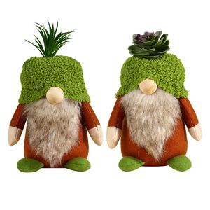 Succulent Gnomes Green Plants Tiered Tray Decoration Plush Tomte Doll Decor Cacti Nordic Dwarf Garden Gifts XBJK2209
