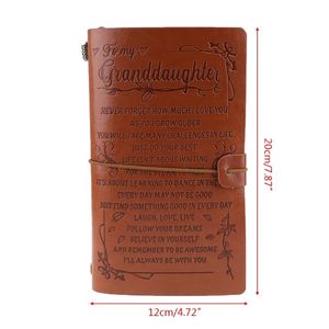 Notepads Vintage Engraved Faux Leather Journal Notebook Diary to Grandson Granddaughter B95C 220914
