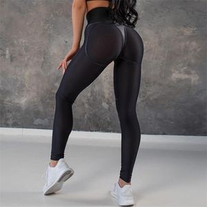 Perneiras femininas Sexy Mesh leggings Mulheres de cintura alta mulher preto Veja através das leggings Sports Sports Sports Yoga Leggins Mujer Workout 220914
