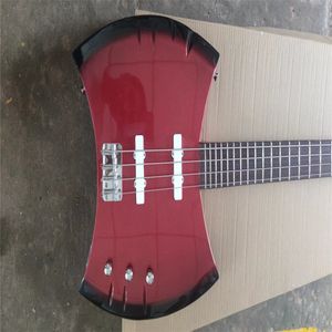 4-Saiter-Bass, maßgeschneiderte E-Gitarre, rot verchromte Metallteile