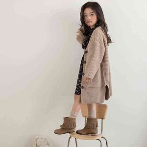 Pullover New 2021 Autumn Baby Tops Brand Girls Sweaters Kids Outerwear Children Cardigan Toddler Single Breasted Coat 2640 0913