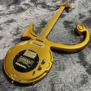 カスタム2022ゴールドカラーの特別な不規則な形状エレクトリックギターギターベースペダルアンプOEMを受け入れる
