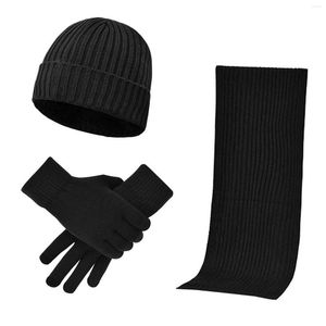 Berets 3pcs Женщины мужчины теплые зимние лыжные подарки Мягкая вязаная шапочка повседневная шея защита от шеи.