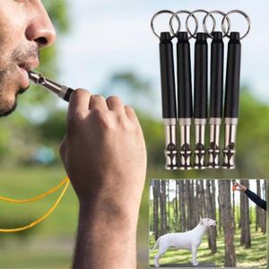 Pet Dog Training Whistles Two-Tone Ultrasonic Flute Stop Barking Ultrasonic Sound Repeller Cat Trainings Keychain med Lanyard Strap